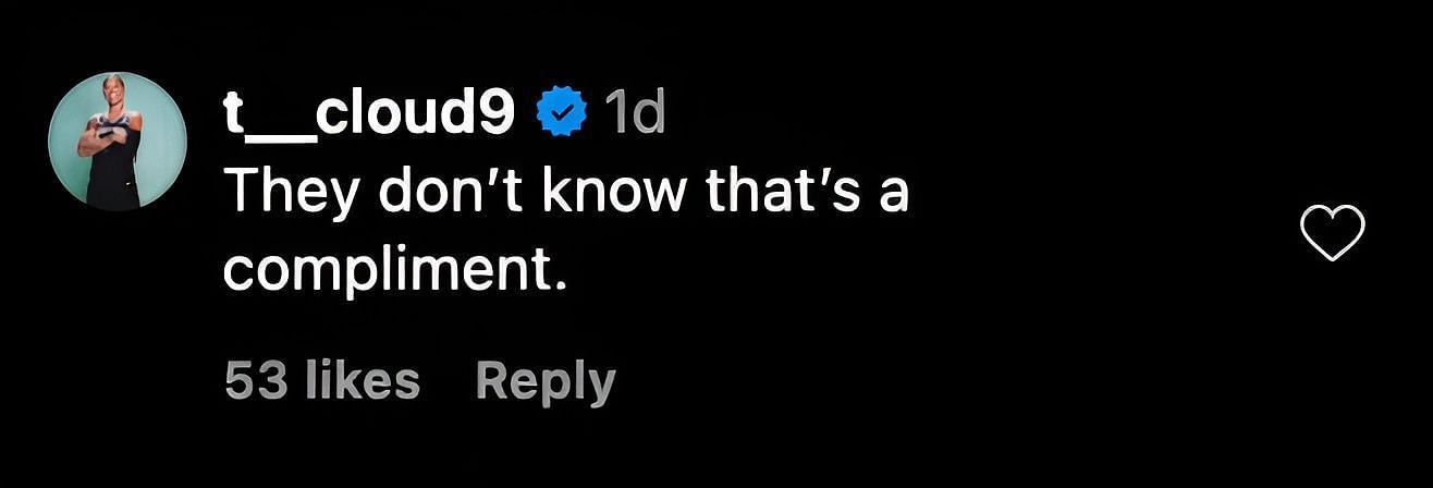 Natasha Cloud's IG comment